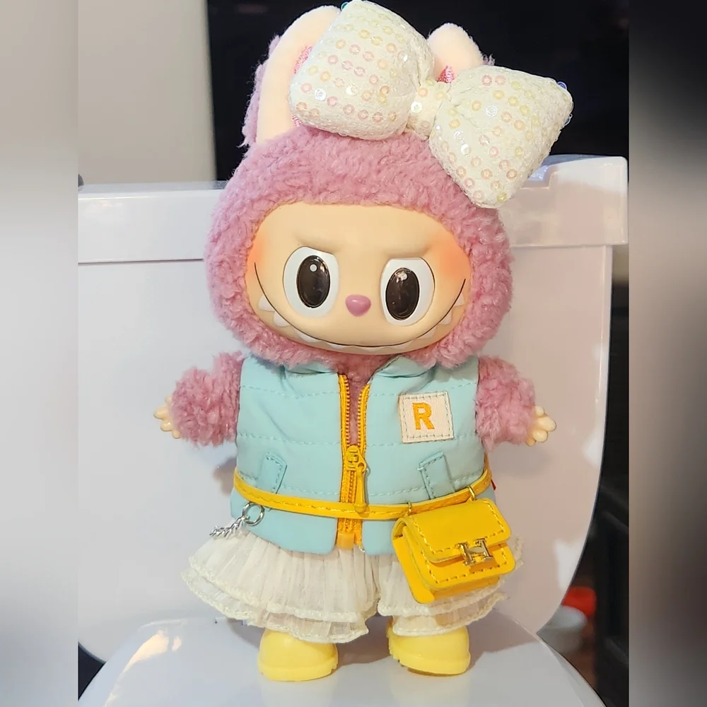 Fits Labubu Clothes Bkue Puffer - Picture 1 of 1